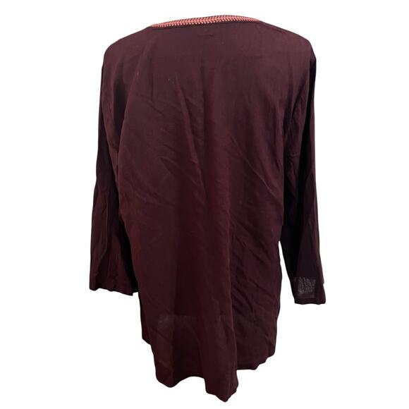 Pure Jill Women 100% Cotton Embroidered Gauzy Boho Sheer Tunic Blouse Top Sz L - Picture 4 of 6